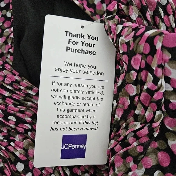 Jones Wear Fit Flare Midi Dress Black Polka Dot Sleeveless Pleated Sundress - Picture 7 of 9